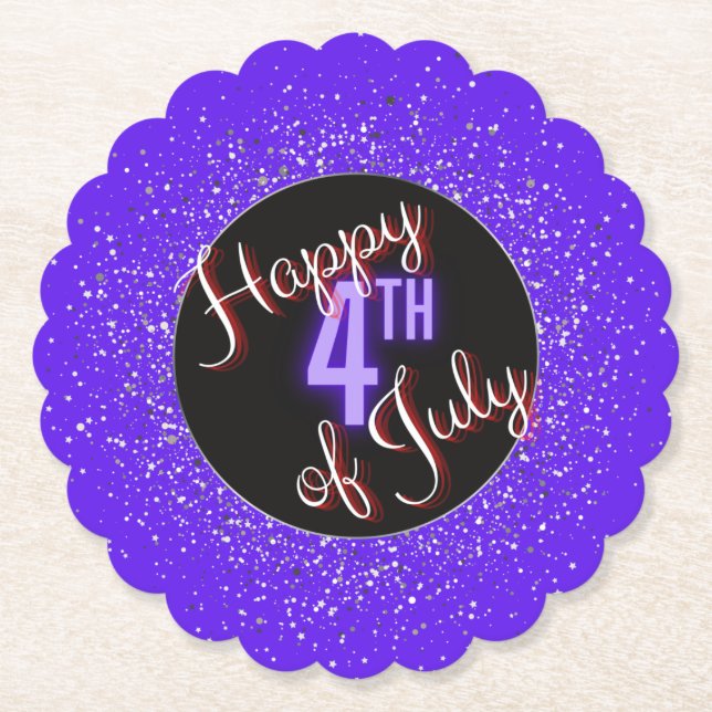 Lycklig 4:e juli Brilliant Red White & Blue Underlägg Papper (Framsida)