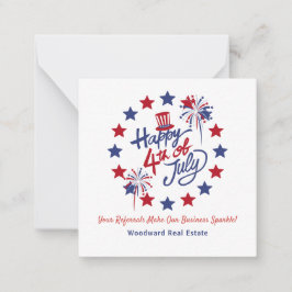 Lycklig 4:e juli Business Gnistra | Realtor Mini Anteckningskort