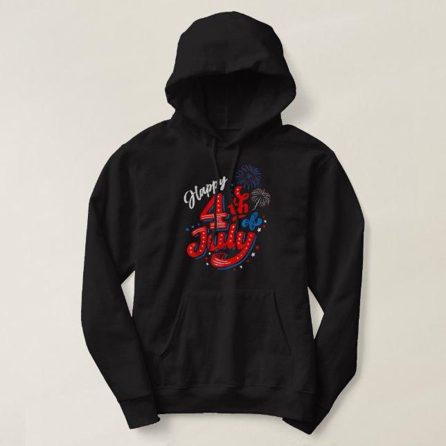 Lycklig 4:e juli Coola Independence day Patriotic Hoodie (Design framsida)