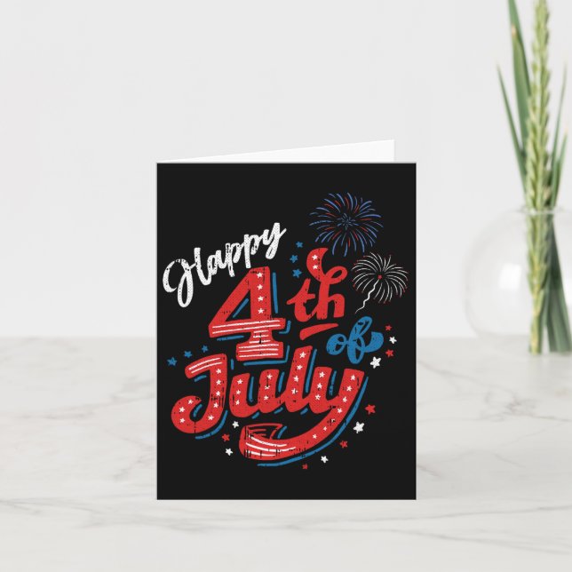 Lycklig 4:e juli Coola Independence day Patriotic Kort (Framsida)