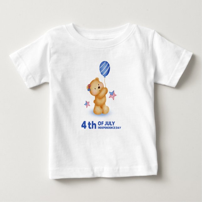 Lycklig 4:e juli Cute Nalle T Shirt (Framsida)