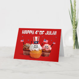 Lycklig 4:e juli Cute Patriotic Muffinss Helgkort