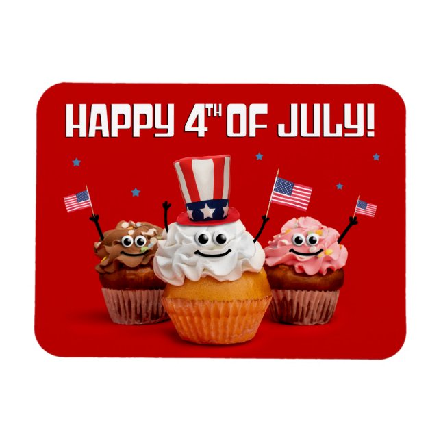 Lycklig 4:e juli Cute Patriotic Muffinss Magnet (Horisontell)