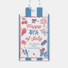 Lycklig 4:e juli: Fireworks BBQ Party Gift Märkres Presentetikett