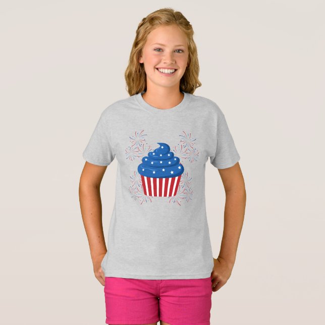 Lycklig 4:e juli Flickor T-shirt (Hel framsida)