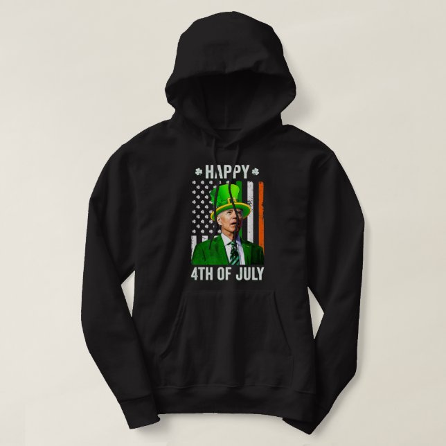 Lycklig 4:e juli, förvirrade Joe Biden St Patr Hoodie (Design framsida)