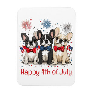 Lycklig 4:e juli Fransk Bulldog Magnet