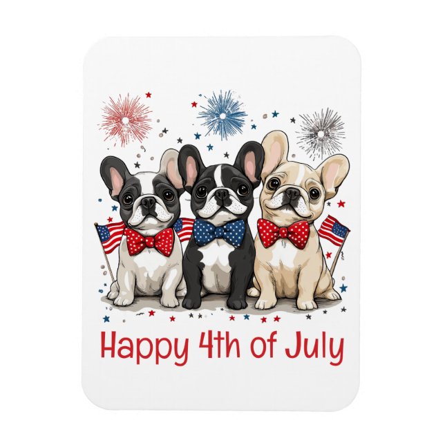 Lycklig 4:e juli Fransk Bulldog Magnet (Vertikal)