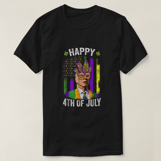Lycklig 4:e juli: Funny Joe Biden Mardi Gras Shena T Shirt (Design framsida)