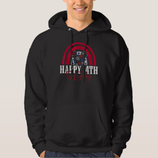 Lycklig 4:e juli-fyrverkeriet Rainbow USA flagga I Hoodie