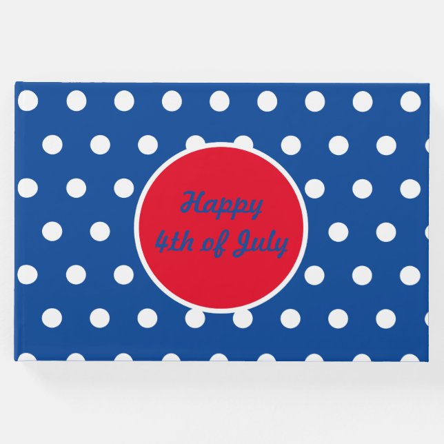 Lycklig 4:e juli Gäst Bok (blå, vit och röd) (Framsida)