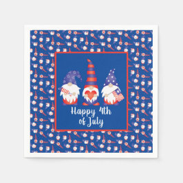 Lycklig 4:e juli Gnomes Rött vitt blått Pappersservett