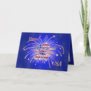 Lycklig 4:e juli-gratulationskort för Fireworks Kort