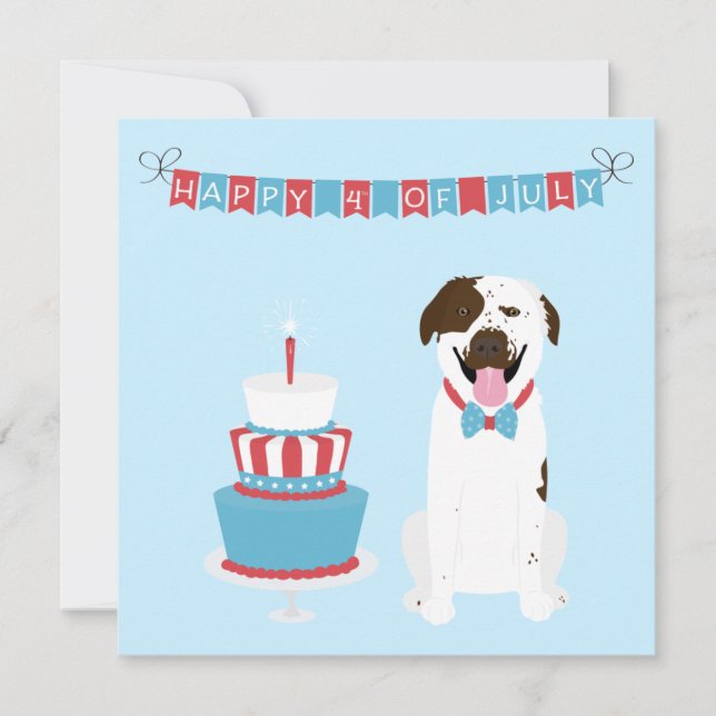 Lycklig 4:e juli Hund Rött vitt blått Kort (Framsida)