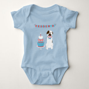 Lycklig 4:e juli Hund Rött vitt blått T Shirt