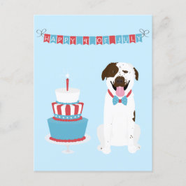 Lycklig 4:e juli Hund Rött vitt blått Vykort