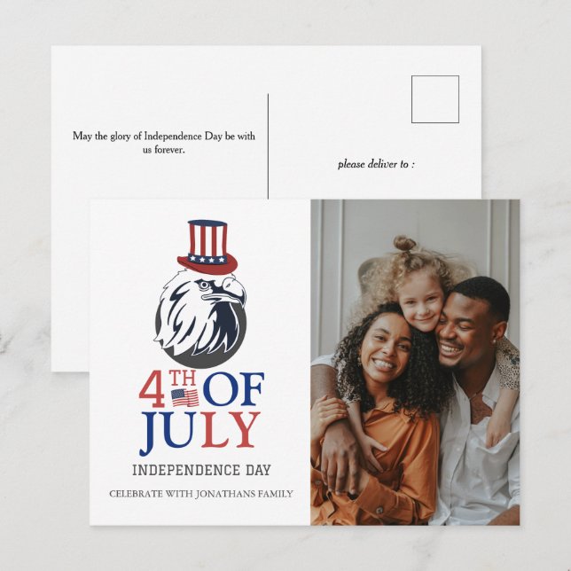 Lycklig 4:e juli Independence day Photo Helg Vykort (Fram/baksida)