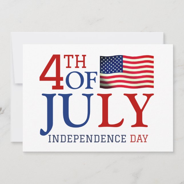 Lycklig 4:e juli Independence day Rött vitt blått Julkort (Framsida)