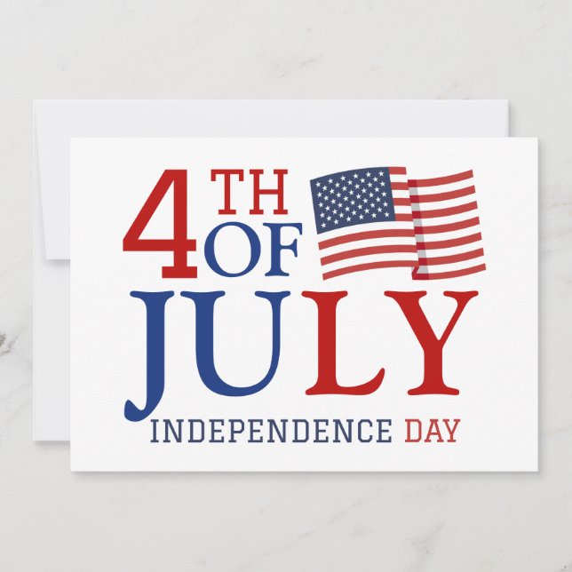 Lycklig 4:e juli Independence day Rött vitt blått Julkort (Framsida)