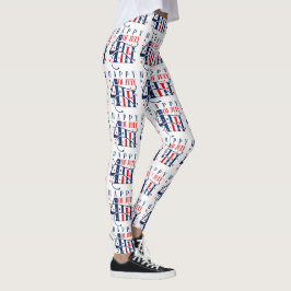 Lycklig 4:e juli Independence day:s textdesign Leggings