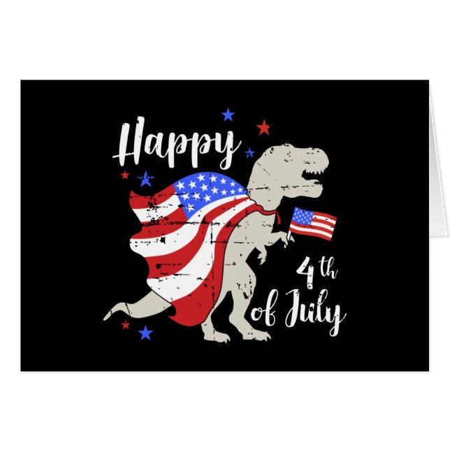 Lycklig 4:e juli Independence day t-rex dinosaur Hälsningskort (Framsidan Horizontal)