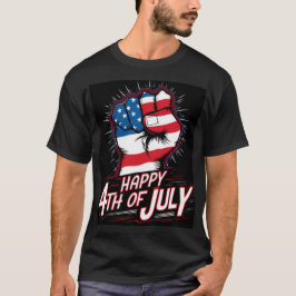 Lycklig 4:e juli: Knivade Fist Patriotic Black T Shirt