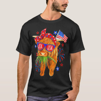 Lycklig 4:e juli-landskö med Amerika Flagga G T Shirt