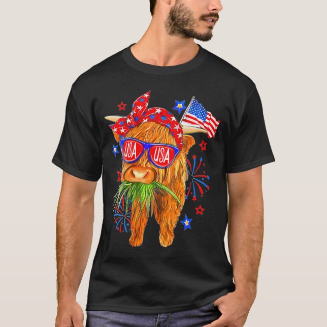 Lycklig 4:e juli-landskö med Amerika Flagga G T Shirt (Framsida)