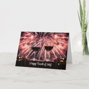Lycklig 4:e juli med Red Vin Fireworks Helgkort