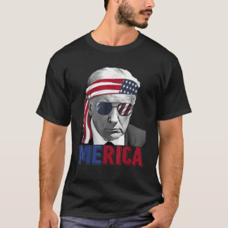 Lycklig 4:e juli MERICA TRUMP American Flagga USA T Shirt