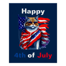 Lycklig 4:e juli Patriotic cat American Flagga