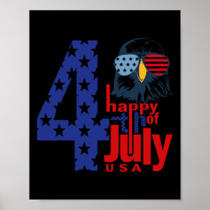 Lycklig 4:e juli Patriotic Eagle Flagga 4:e juli Poster