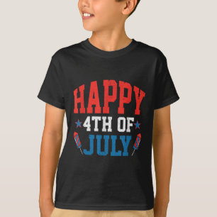 Lycklig 4:e juli: Patriotisk amerikansk Flagga 4 T Shirt