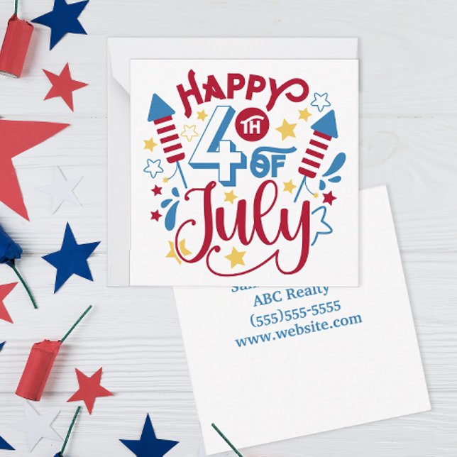 Lycklig 4:e juli-post från anteckningskort (Personalized 4th of July Pop By Card for Real Estate and Small Business)