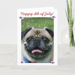 Lycklig 4:e juli Pug Hund Kort