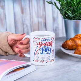 Lycklig 4:e juli Röd blå och vit Mugg