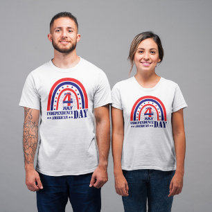 Lycklig 4:e juli Röda vita och blå Boho-design T Shirt