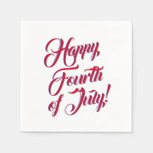 Lycklig 4:e juli rött vitt blått skriptelegant