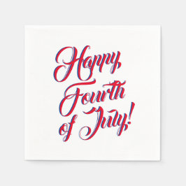 Lycklig 4:e juli rött vitt blått skriptelegant pappersservett