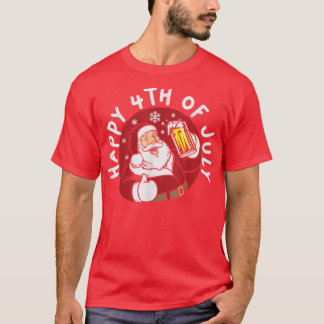 Lycklig 4:e juli: Santa Sommar Vacation Beach T Shirt