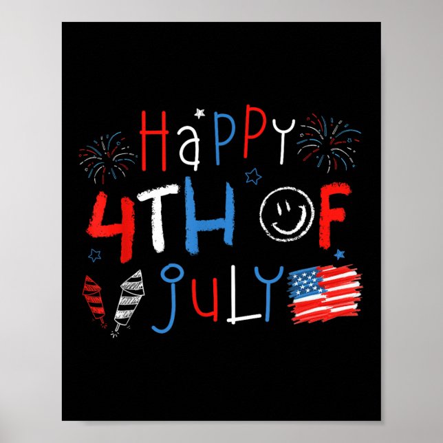 Lycklig 4:e juli: Shirts Kids Patriotic American U Poster (Framsidan)