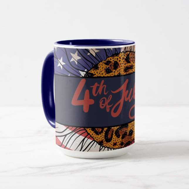 Lycklig 4:e juli Solros Mugg (Framsida vänster)