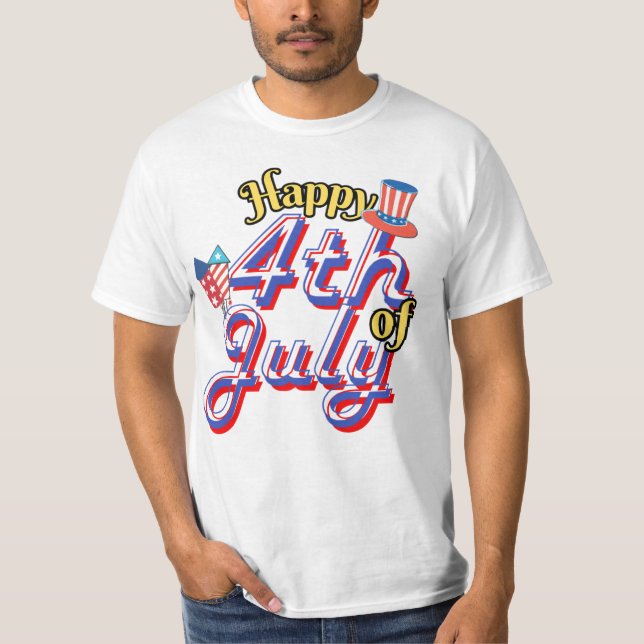 Lycklig 4:e juli Speciella Coolan Röda blåvita T Shirt (Framsida)