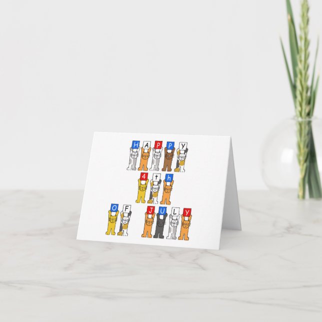 Lycklig 4:e juli-Tecknaden Katter Kort (Framsida)