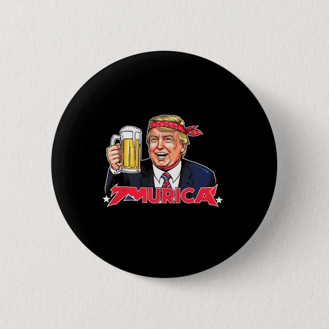 Lycklig 4:e juli Trump American Flagga Merica Trum Knapp (Framsida)
