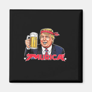 Lycklig 4:e juli Trump American Flagga Merica Trum Magnet