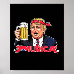 Lycklig 4:e juli Trump American Flagga Merica Trum Poster
