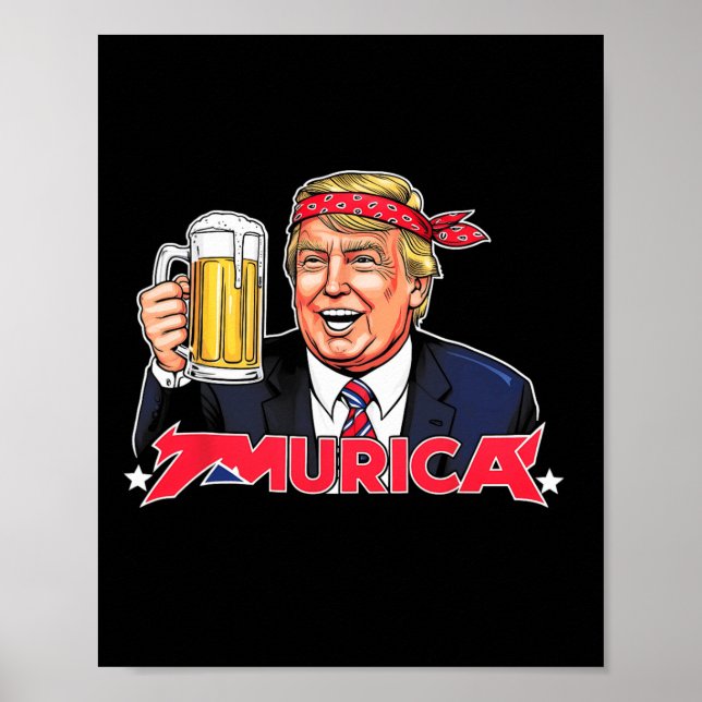 Lycklig 4:e juli Trump American Flagga Merica Trum Poster (Framsidan)