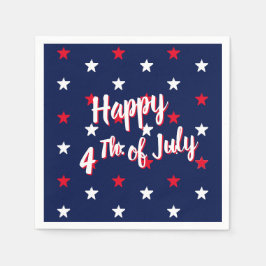 Lycklig 4:e juli: vita, blå stjärnor pappersservett