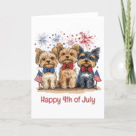 Lycklig 4:e juli Yorkshire Terrier Hundar Helgkort